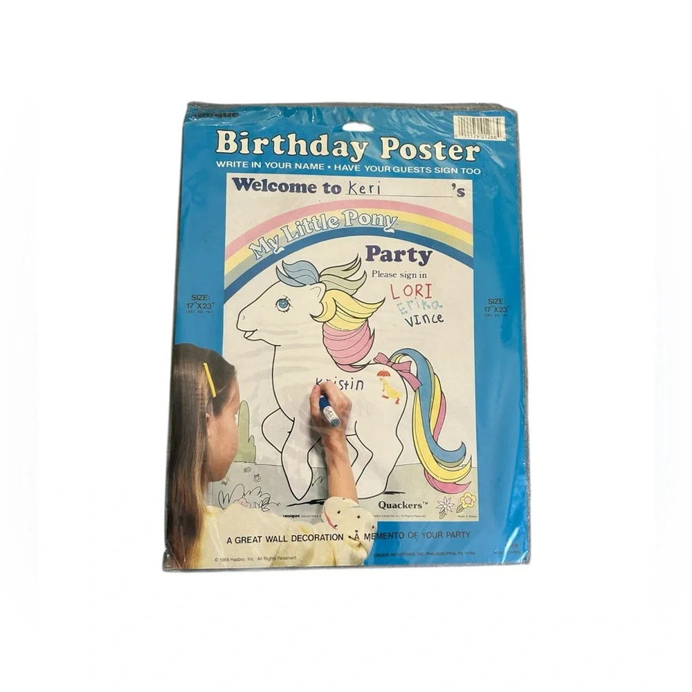 Vintage My Little Pony Birthday Poster Rare G1 Quackers Party Decor 1986 SEALED